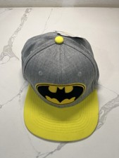 NWT DC Comics Batman SnapBack Cap Hat Gray Yellow Adjustable