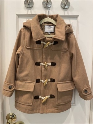 Janie And Jack Wool Pea Coat, Removable Hood, Camel Color, Toggle, Size 3-4