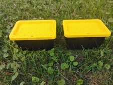 Lowe’s Teeny Tote Black & Yellow Mini Plastic Storage Tote .38 Quart Made In USA