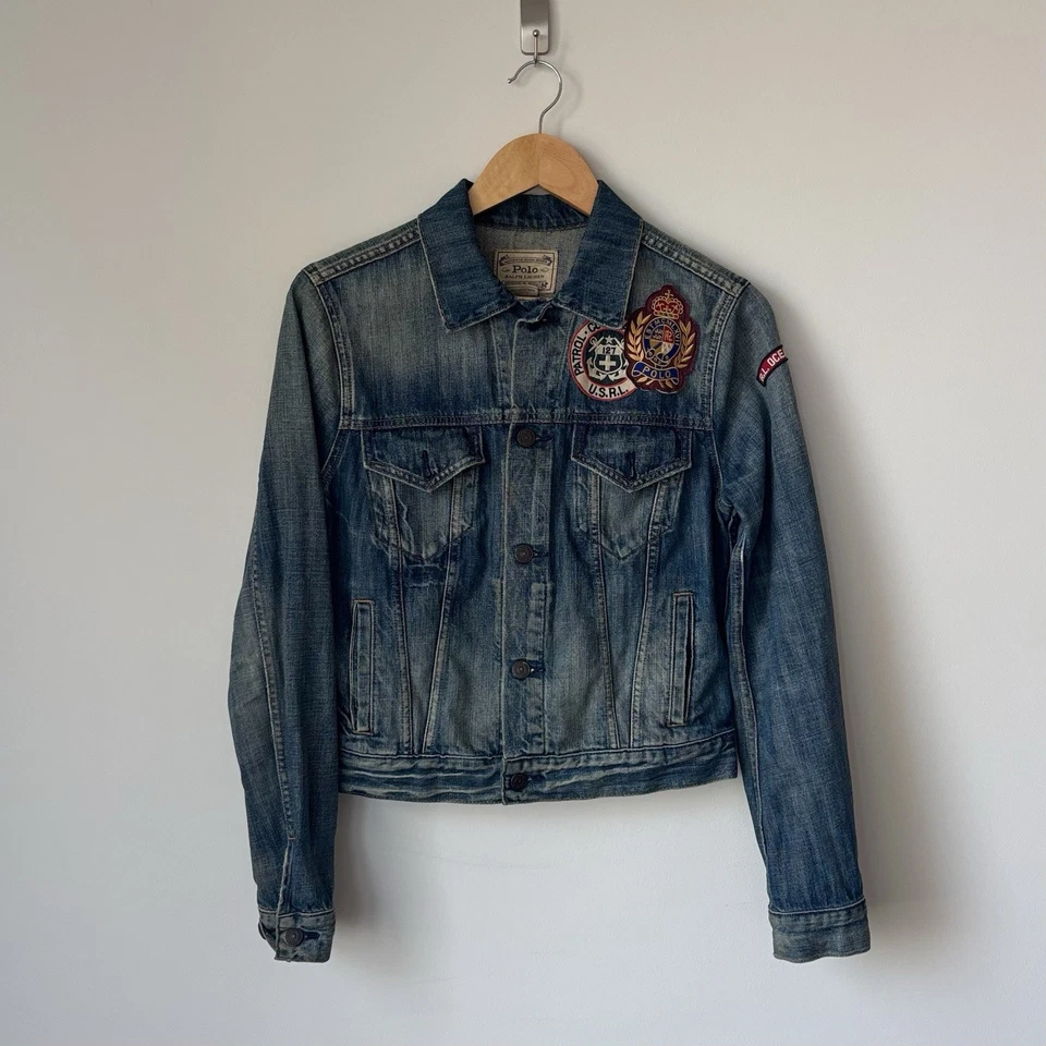 Polo Ralph Lauren нашивка джинсовой ткани медведь водитель грузовика куртка вышивка экспедиции размер M - Изображение 2 из 4