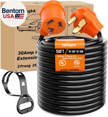 #ad 50FT EV Dryer Extension Cord 3 Prong 30 Amp NEMA 10 30P 10 30R Old Extensions Ca $136.43