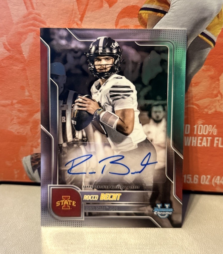 2025 Bowman University Chrome ROCCO BECHT #BCA-RB Iowa State Auto