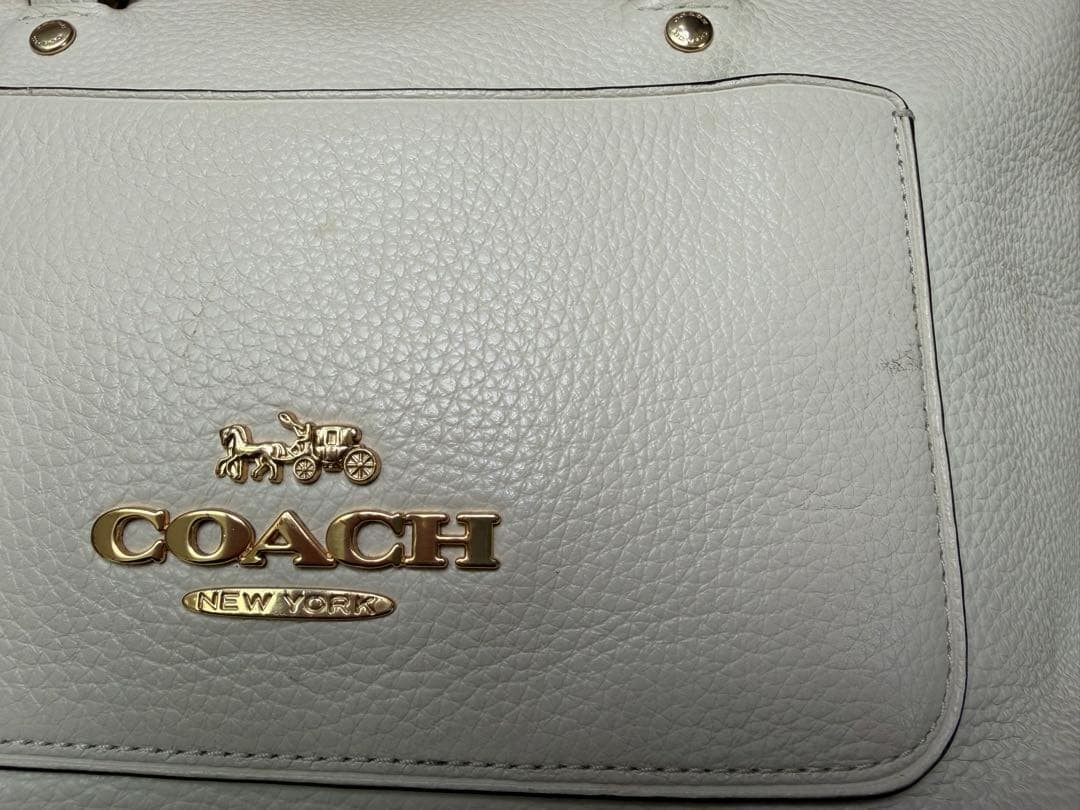 COACH Snake-Pattern Leather Mini Shoulder Bag Whi… - image 9
