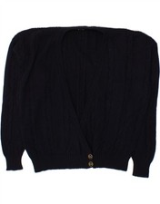 VINTAGE Womens Oversized Cardigan Sweater UK 14 Large Navy Blue Wool AS02