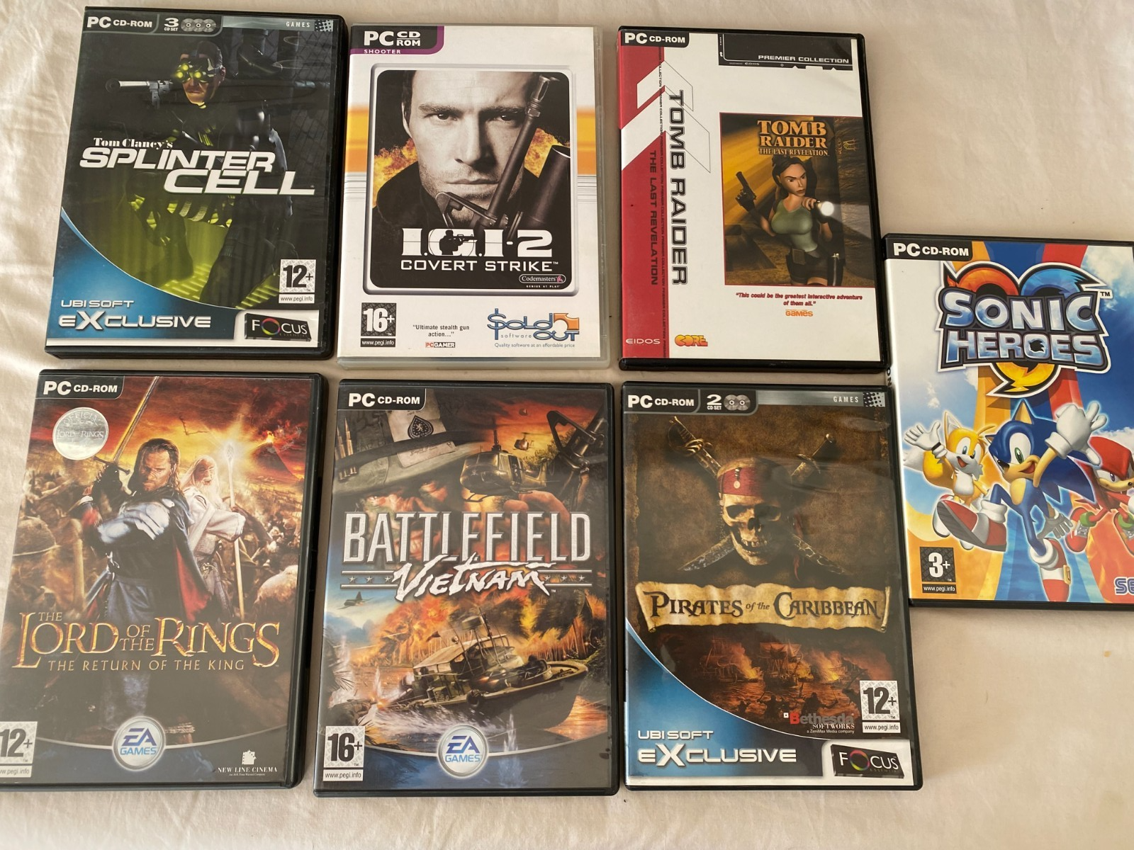 7 OLD PC GAMES - SONIC HEROES / SPLNTER CELL / BATTLEFIELD VIETNAM ...