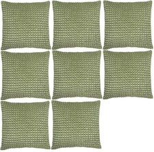 Image of Luxurious Quilted Velvet Bobble Sofa Scatter Cushion Cover 55x55 Olive Green 8pc