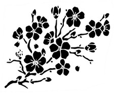Really Great Stencils, Blossom Flowers 2 Stencil, 5x6", Floral, Cherry Blossoms