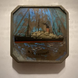 Antique Vintage Powder Compact - M.V Cheshire Passenger Ship. See Description