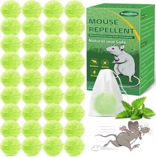 Rodent Mouse Repellent, 36 PCS Natural Rat Mice Repellant Indoor, Peppermint Oil