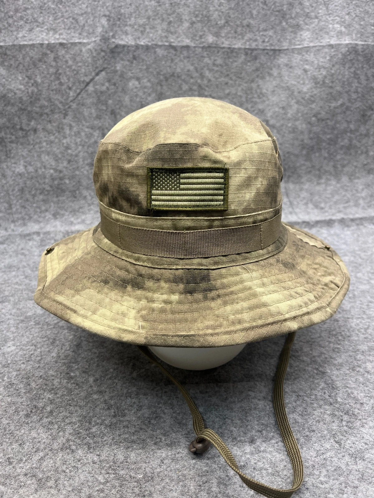 Usa Flag Military Sun Bucket Hat Adult 7 1/4 Green Camo Polyester Cotton Blend
Opens in a new window