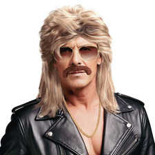 Vokuhila Perücke Herren Männer Blond Perücken, 80Er 90Er Jahre Outfit Herrens, H