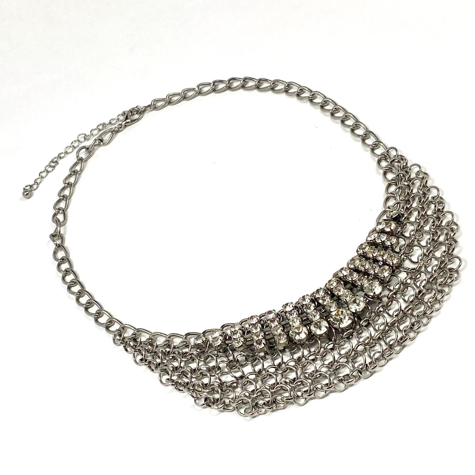 Elegant Chic Silver Rhinestone Statement Necklace… - image 4