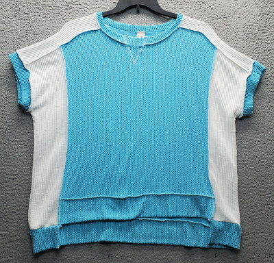 7th Ray T-Shirt Top Womens Small Multi Ribbed Short Sleeve Crew Neck Pullover
