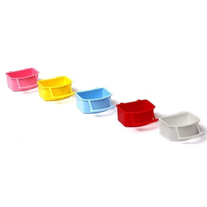 3 Pack Bird Cage Hopper Feeder 8 oz Plastic Food Water Cups Parakeet Parrot