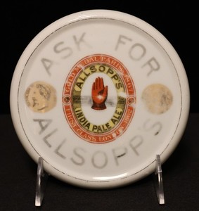 Antique "Ask for Allsopp's" English India Pale Ale Advertising Porcelain Trivet