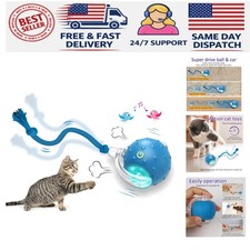 Playful Blue Cat Ball Toy - Motion Activated with Chirping Sounds Speed Modes