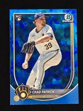 2025 Bowman Chrome Chad Patrick RC #28 Rookie SAPPHIRE Base Refractor Brewers