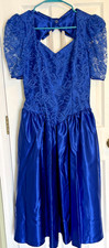 Vintage 1980 Alfred Angelo Dream Maker ILGWU Blue Pearl Bridesmaid Prom Dress