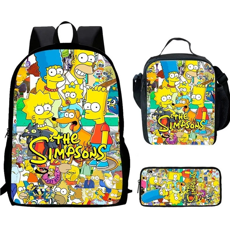 The Simpsons School Backpack Insulated Lunch Bag Rucksack Pencil Case Set Gift