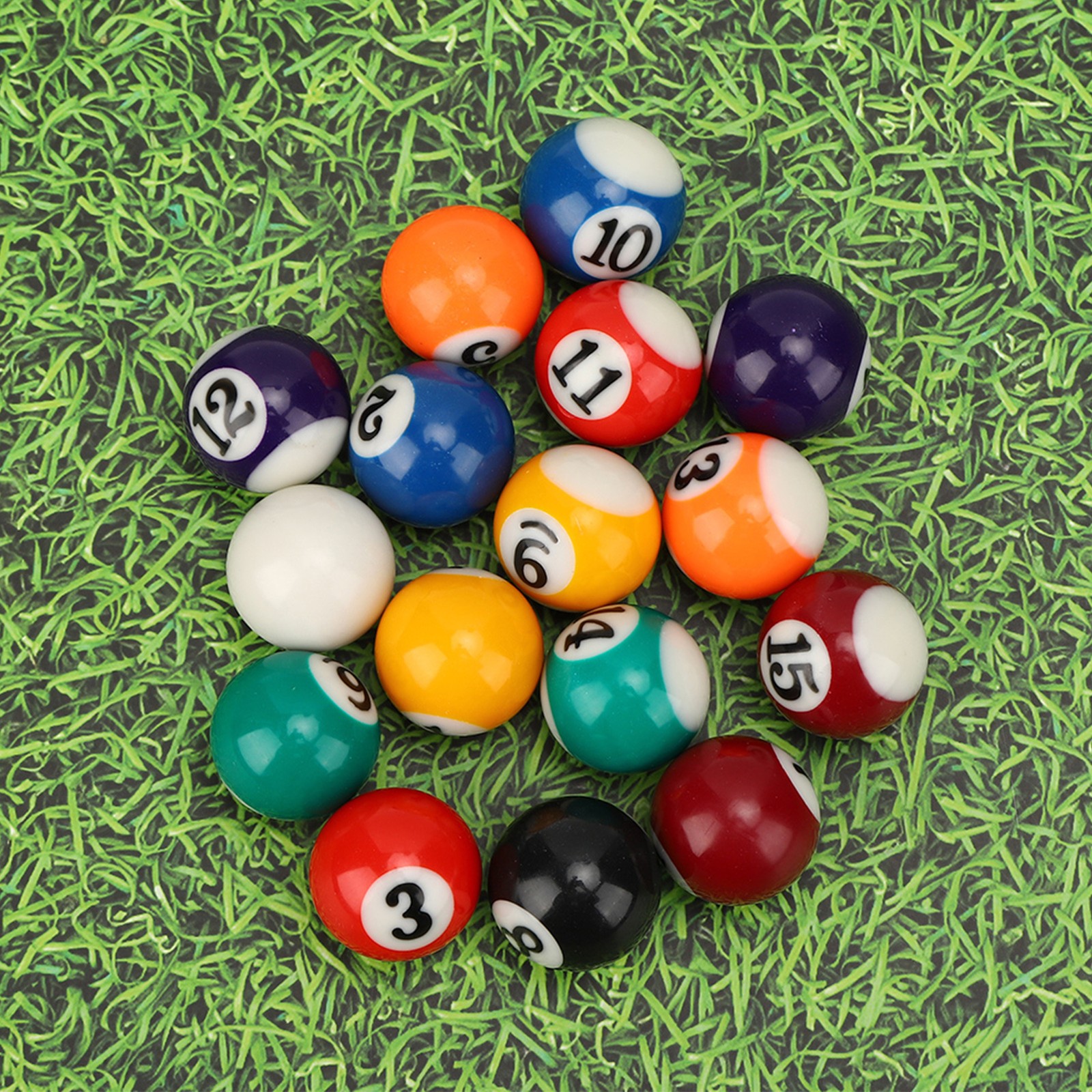 16PCS Eco-friendly Resin Mini 2.5CM Children Billiard Ball Toy Pool LW