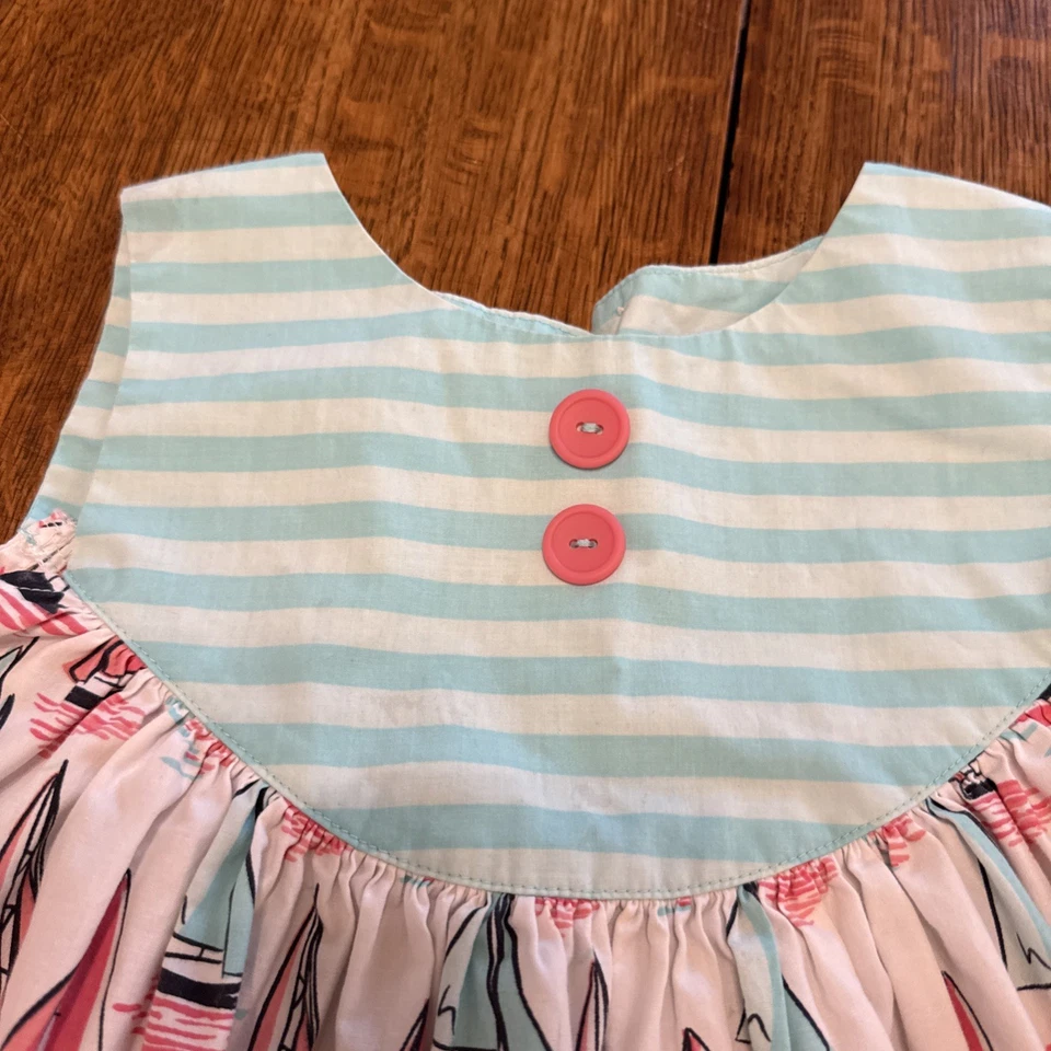 Vestido Eleanor Rosa Aqua y Rosa Velero Sol Vestido Volantes Talla 5-6 Foto 4 de 4