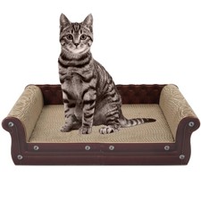 Brown Couch Shaped Cat Scratcher Thick Cardboard Lounge Bed for Indoor Cats