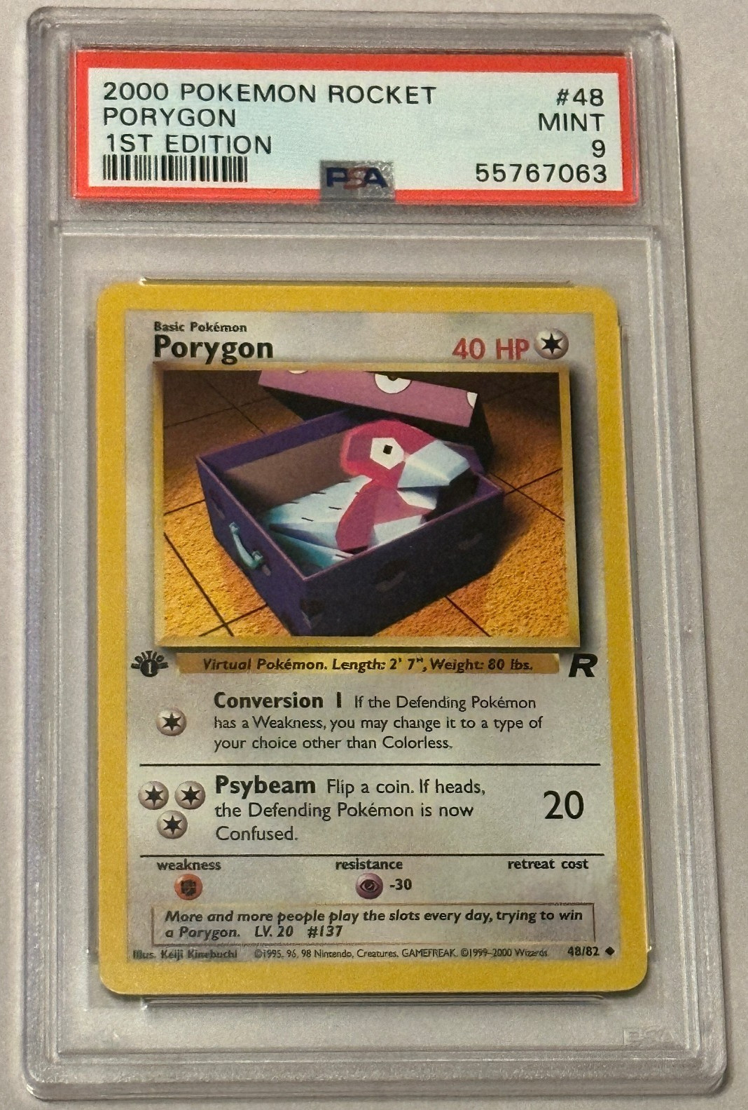 Porygon 2000 Pokemon Team Rocket #48 1st Edition PSA Graded Mint 9 Vintage Card