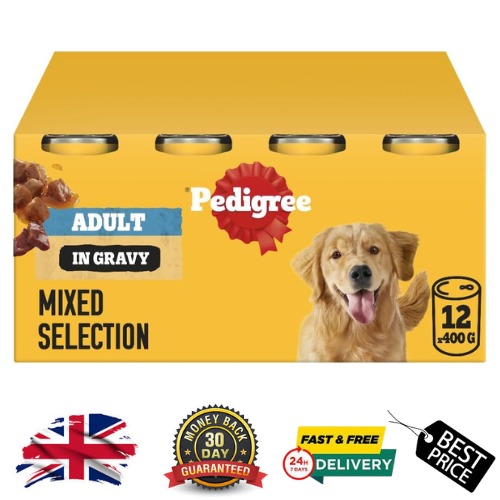 Pedigree Adult Dog Wet Food Cans Mixed Selection in Gravy 12x400g