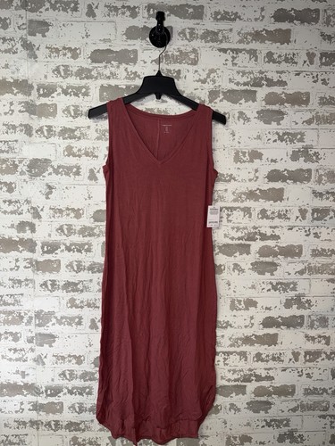 NEW! Amazon Essentials Sleeveless V Neck Mini Tank Dress - Redish - MEDIUM