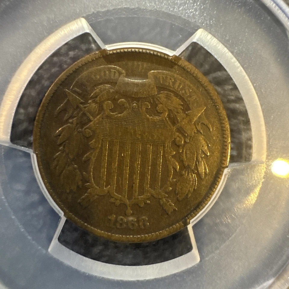 1866 2 Cents Piece CLEANED Small Motto - Image 2 of 4
