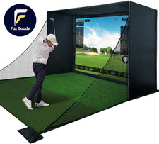 Golf Simulator Enclosure Kit with Premium HD Impact Screen Full Safety Padding