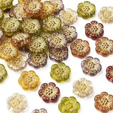 10 Acrylic BLING Beads Assorted Lot 13mm Flower Mixed Gold Floral Jewelry Making