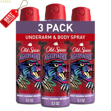 Aluminum Free Body Spray Men Nightpanther Warm Scent 5.1oz Pack of 3 US
