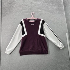 PINK Victoria's Secret Women Sweatshirt S/P Purple Embroidered Colorblock