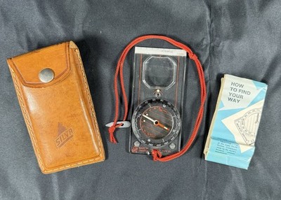 Vintage Silva Premium Type 1S Compass Complete Leather Case, Lanyard & Manual