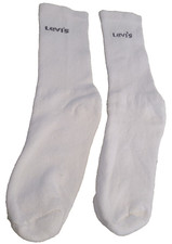 One Pair Levis White Socks Spellout. Size Unknown Unisex