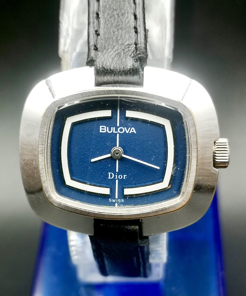 Vintage and Rare Bulova Dior Hand-Winding Lady watch. Blue face