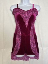 A Wish Come True Burgundy Velvet  Sequins Unitard Size MA