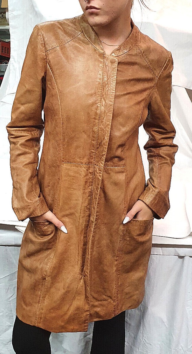 Toller brauner LEDERMANTEL OAKWOOD Leder Größe 36 Damen