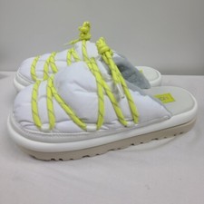 UGG Spaceslider Tech Slide Slippers White 1143951 Puffy Furry Women's Size 9