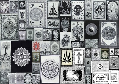 Black & White Theme Fabric Cotton Poster Tapestry Wall Hanging Boho Throw Decor 