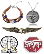 The Last of US - Ellies Bracelet & 3x Pin Badges + Firefly Pendant - BUNDLE OF 5
