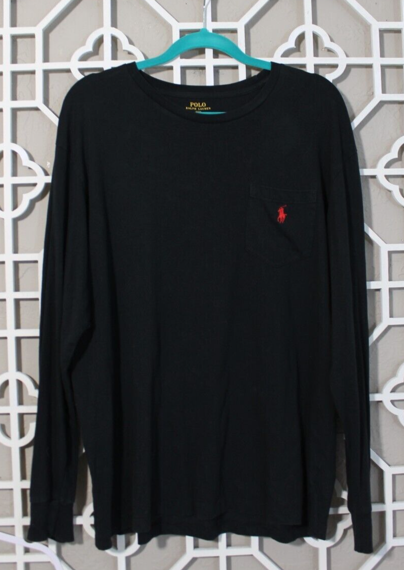 Ralph Lauren Camicia Uomo L Nero Rosso Pony Tasca Casual Preppy Comfort Uomo