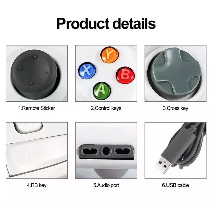 Controlador con cable USB para PC compatible con Xbox 360 / Windows 7 8 10 11 Gamepad Foto 4 de 4