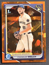 2024 Bowman Chrome 1st ORANGE ATOMIC REFRACTOR PROSPECT ROOKIE Chadler Welch /25