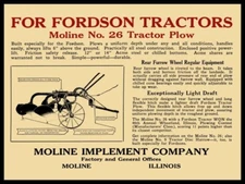 1925 Moline Implement Co. Fordson Tractor Plow New Metal Sign: 12x16" Ships Free