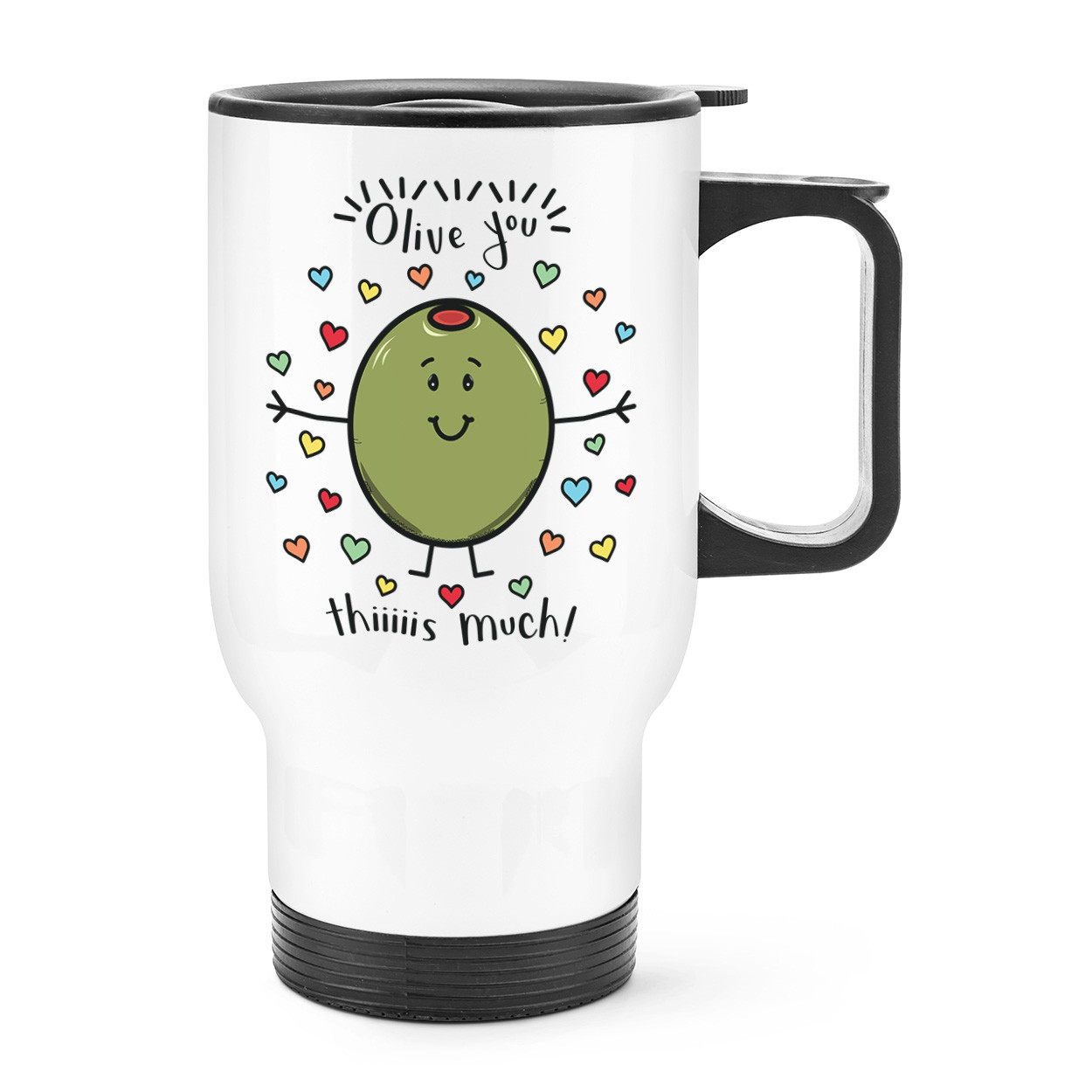 Olive You This Much Travel Mug Cup With Handle I Love Valentine's Day Girlfriend