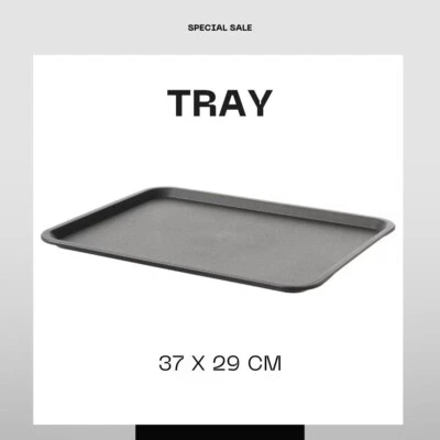 Non-Slip Rectangular Kitchen Tray Waiter Serving Drinks Food Tray Catering Grey - Image 1 of 4