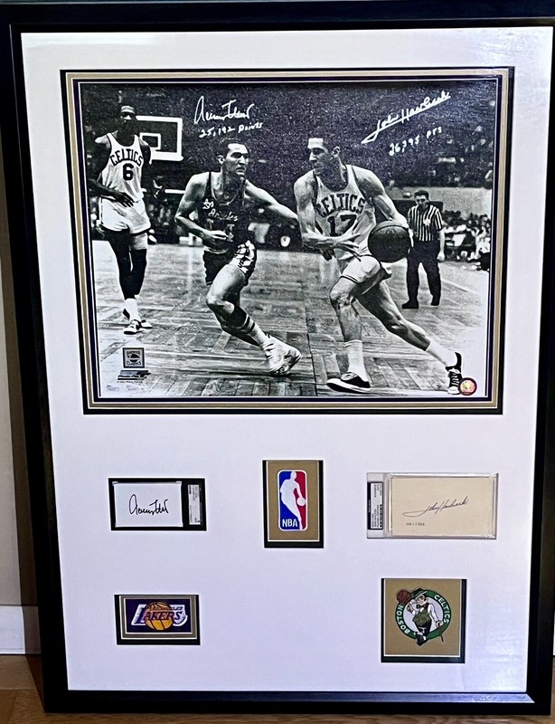 Jerry West Los Angeles Lakers & John Havlicek Boston Celtics auto autograph 1/1