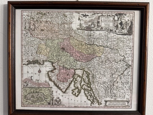Nice Vintage Framed Reproduction Map Dutch Of Carniola Circa 1788 (Croatia)